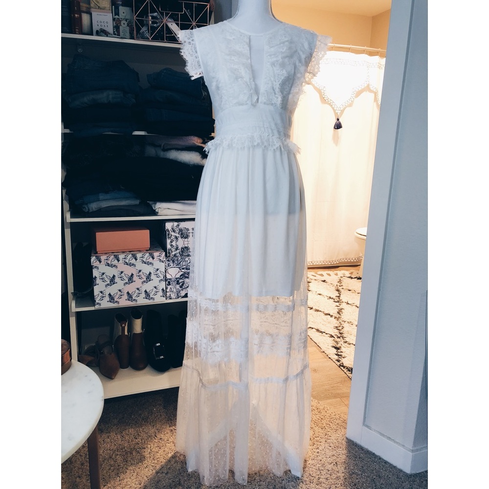 Brand New Sweet White Lace Boho Prairie Dress